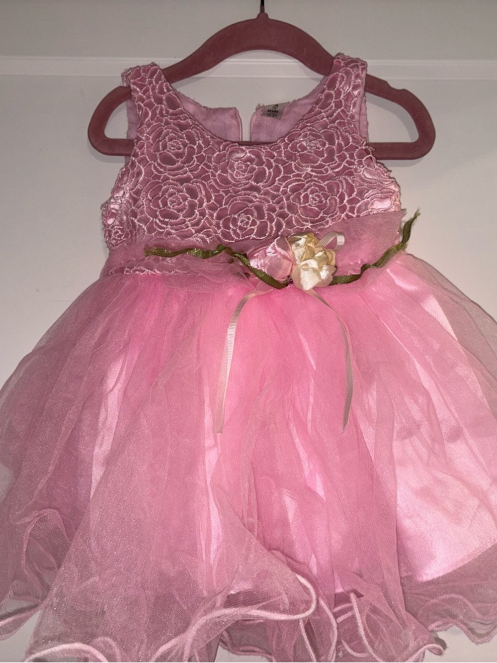 Pink Floral Tulle Party Dress